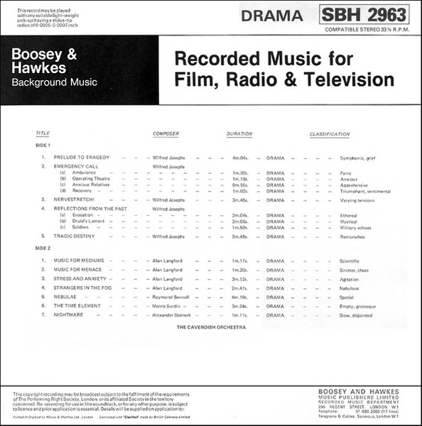 Various , The Cavendish Orchestra - Drama | Boosey & Hawkes (SBH 2963) - 2