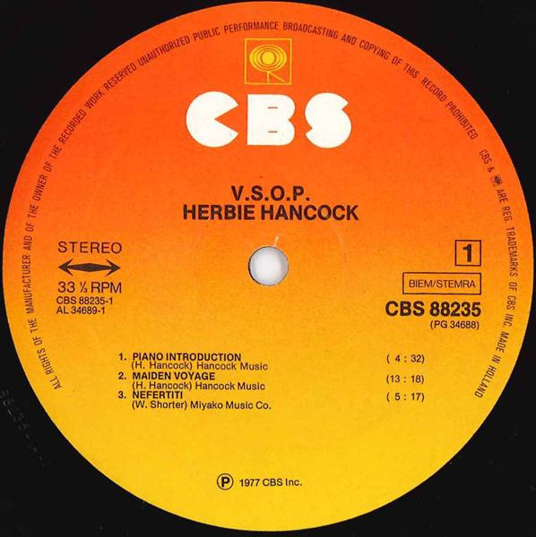 Herbie Hancock - V.S.O.P. | CBS (CBS 88235) - 4