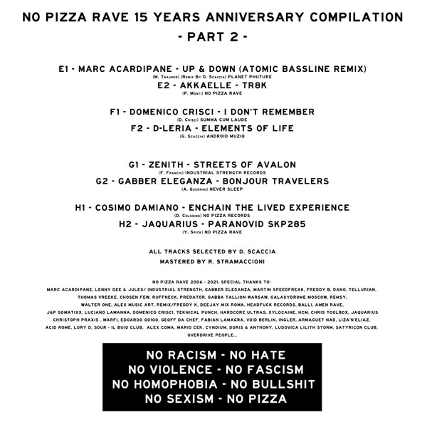 Various - No Pizza Rave 15 Years Anniversary Compilation - Part 2 | No Pizza Rave (NPR-015/PT2) - 2