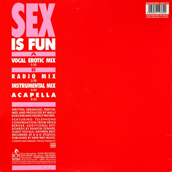 Erotic Society Featuring Erika Berger - Sex Is Fun | BCM Records (BCM 12369) - 2