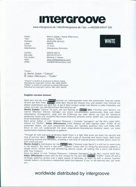 Martin Zadak / Oskar Offermann - Zahara / Fluffer | White (WHITE 002)