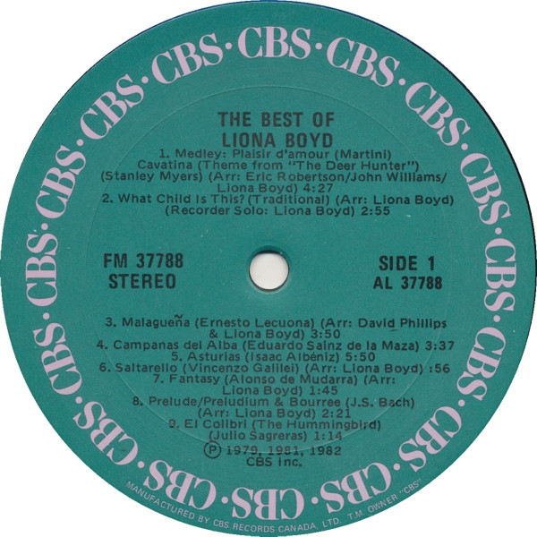 Liona Boyd - The Best Of Liona Boyd | CBS (FM 37788) - 3 Liona Boyd - The Best Of Liona Boyd | CBS (FM 37788) - 3