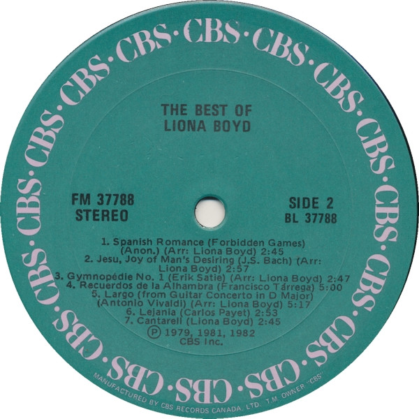 Liona Boyd - The Best Of Liona Boyd | CBS (FM 37788) - 4 Liona Boyd - The Best Of Liona Boyd | CBS (FM 37788) - 4