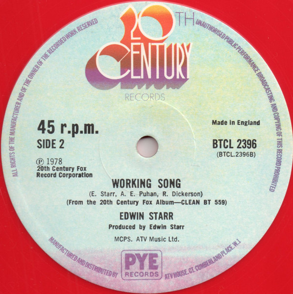 Edwin Starr - Contact / Working Song | 20th Century Records (BTCL 2396) - 4