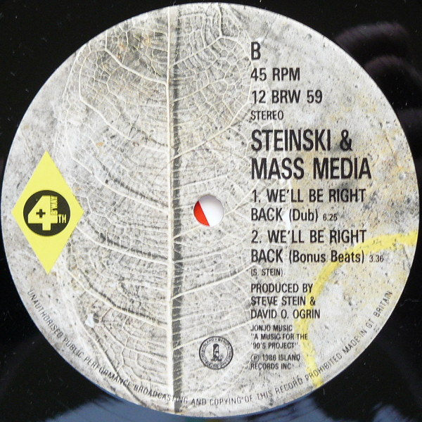 Steinski & Mass Media - We'll Be Right Back | 4th & Broadway (12BRW59) - 4