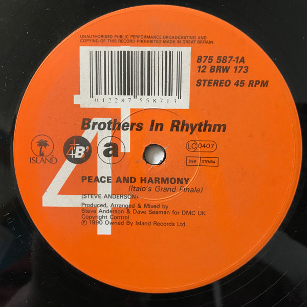 Brothers In Rhythm - Peace And Harmony | 4th & Broadway (12 BRW 173)
