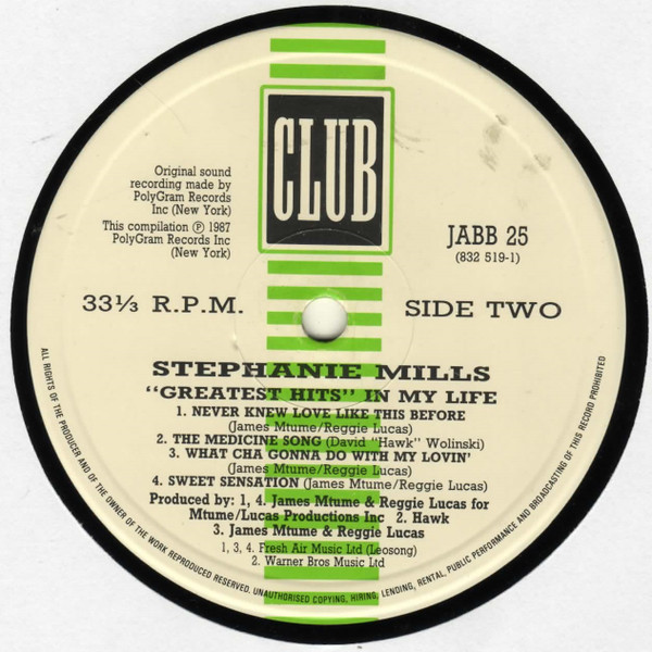 Stephanie Mills - In My Life - Greatest Hits | Club (JABB 25) - 4