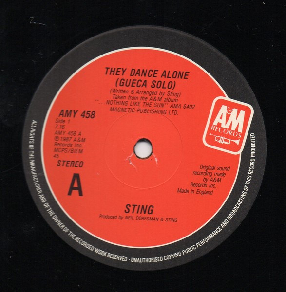 Sting - They Dance Alone | A&M Records (AMY 458) - main