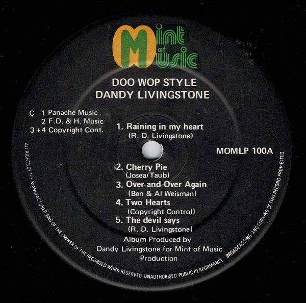 Dandy Livingstone - Doo Wop Style | Mint Of Music (MOMLP 100) - 3