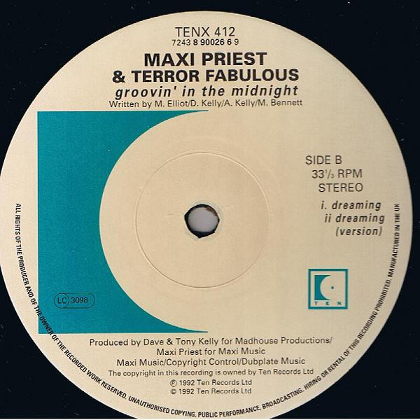 Maxi Priest - Groovin' In The Midnight | 10 Records (TENX 412) - 3