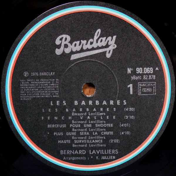 Bernard Lavilliers - Les Barbares | Barclay (90.069)