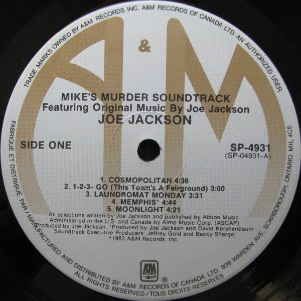 Joe Jackson - Mike's Murder - The Motion Picture Soundtrack | A&M Records (SP-4931) - 3