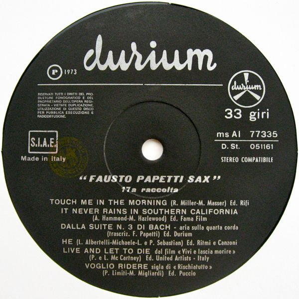 Fausto Papetti - 17a Raccolta | Durium (ms AI 77335) - 3 Fausto Papetti - 17a Raccolta | Durium (ms AI 77335) - 3