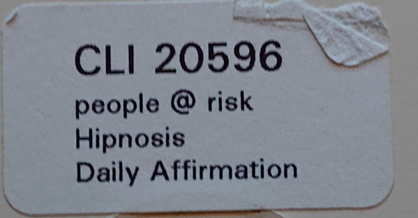 People @ Risk - Hipnosis / Daily Affirmation | DT Records (CLI 20596) - 2