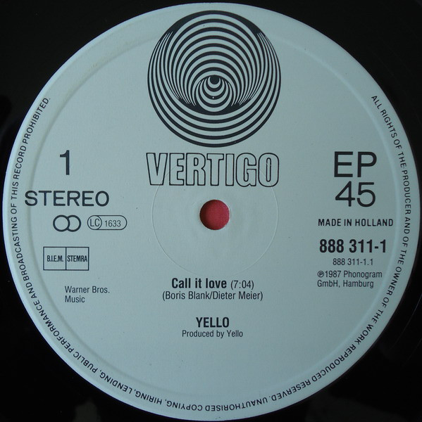 Yello - Call It Love | Vertigo (888 311-1) - 2