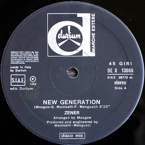 Zener - New Generation | Durium (DEX 13065) - 3