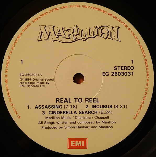 Marillion - Real To Reel | EMI (EG 2603031) - 3