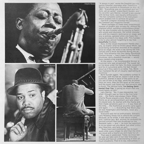 The Thelonious Monk Quartet - Live In Stockholm 1961 | Dragon (DRLP 151/152) - 2