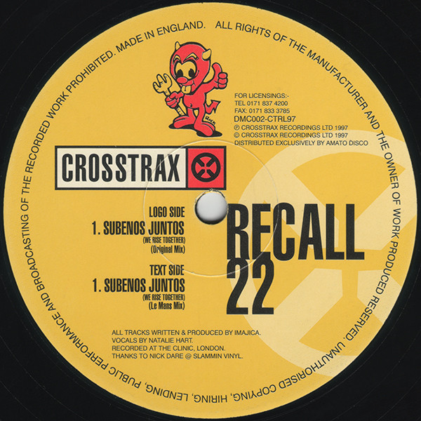Recall 22 - Subenos Juntos (We Rise Together) | Devil May Care Recordings (DMC002-CTRL97) Recall 22 - Subenos Juntos (We Rise Together) | Devil May Care Recordings (DMC002-CTRL97)