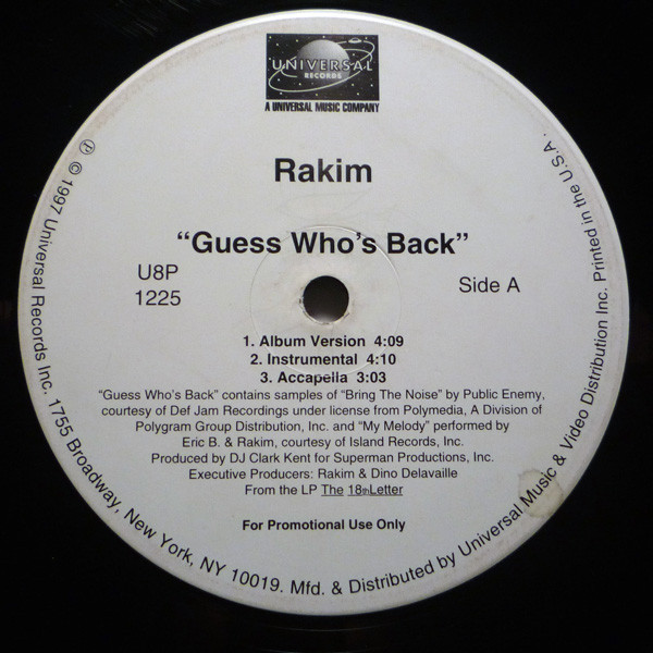 Rakim - Guess Who's Back | Universal Records (U8P-1225) - main