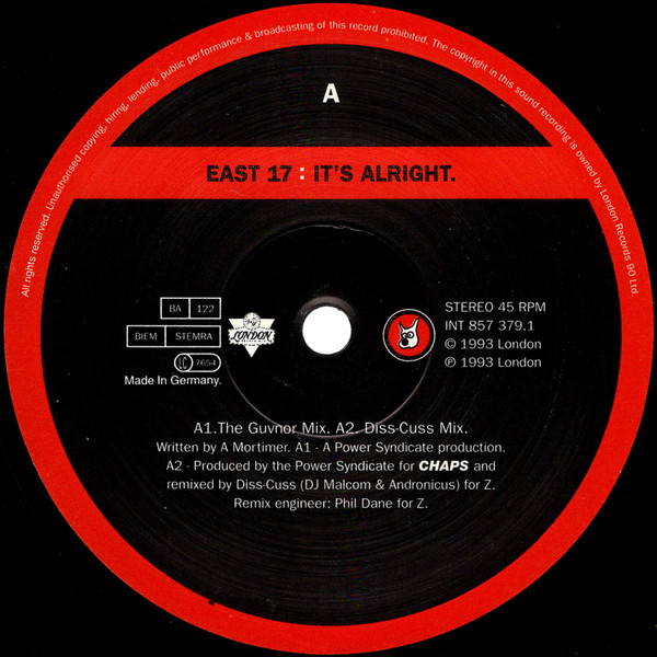 East 17 - It's Alright | London Records (857 379.1) - 3
