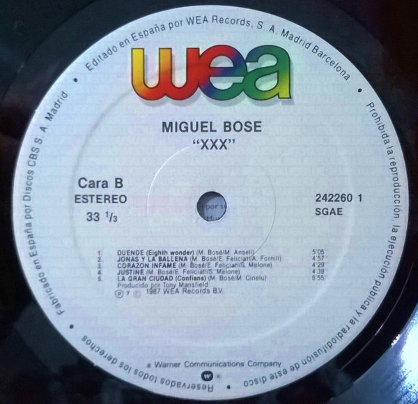Miguel Bosé - XXX | WEA (242260 1) - 4 Miguel Bosé - XXX | WEA (242260 1) - 4
