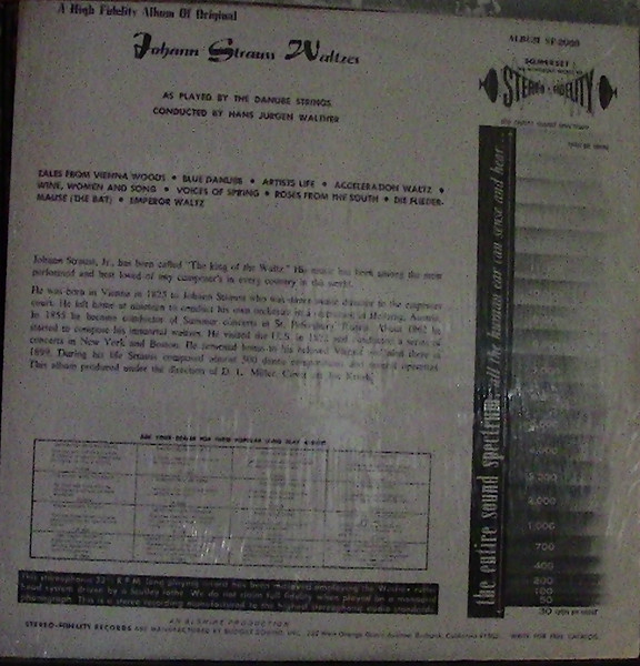 Johann Strauss Jr. : The Danube Strings - Original Johann Strauss Waltzes | Stereo-Fidelity (SF-2000) - 2