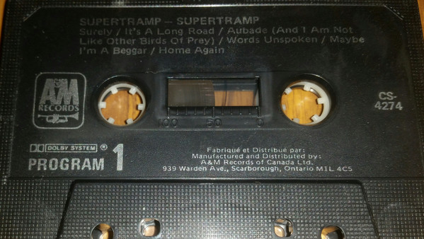Supertramp - Supertramp [Cassette] | A&M Records (CS-4274) - 4
