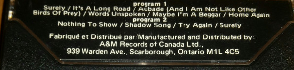 Supertramp - Supertramp [Cassette] | A&M Records (CS-4274) - 2