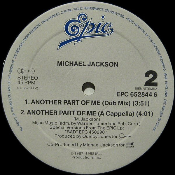 Michael Jackson - Another Part Of Me (Extended Dance Mix) | Epic (652844 6) - 4