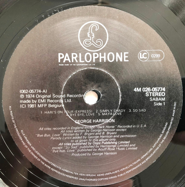 George Harrison - Dark Horse | Music For Pleasure (4M 026-05774) - 3