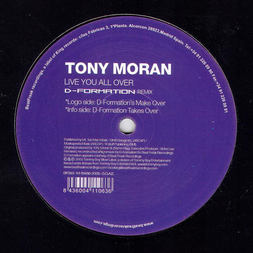 Tony Moran - Live You All Over (D-Formation Remixes) | BeatFreak Recordings (BF063) - 3