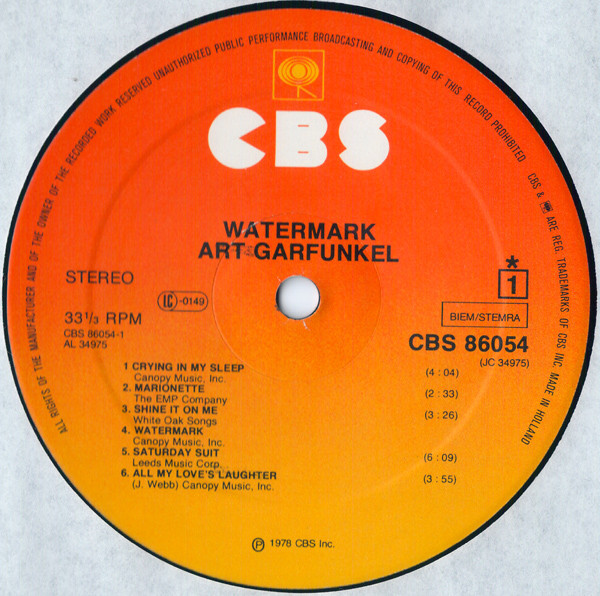 Art Garfunkel - Watermark | CBS (86054)