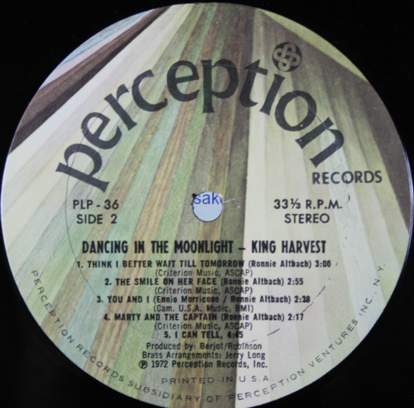 King Harvest - Dancing In The Moonlight | Perception Records (PLP 36) - 4