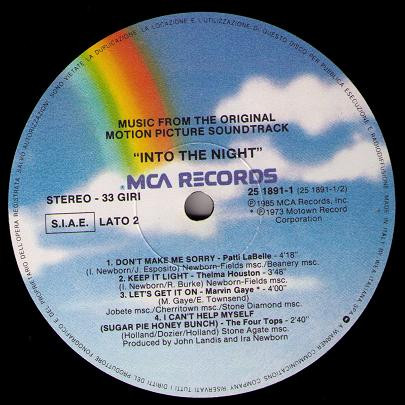 Various - Into The Night (Music From The Original Motion Picture Soundtrack) | MCA Records (25 1891-1) - 2