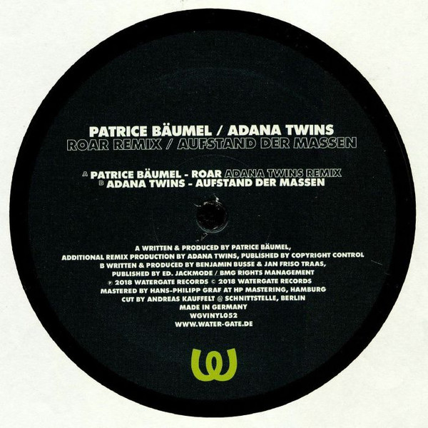 Patrice Bäumel / Adana Twins - Roar Remix / Aufstand Der Massen | Watergate Records (WGVINYL052) - 3