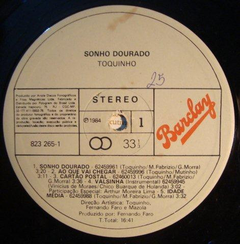 Toquinho - Sonho Dourado | Barclay (823 265-1) - 3
