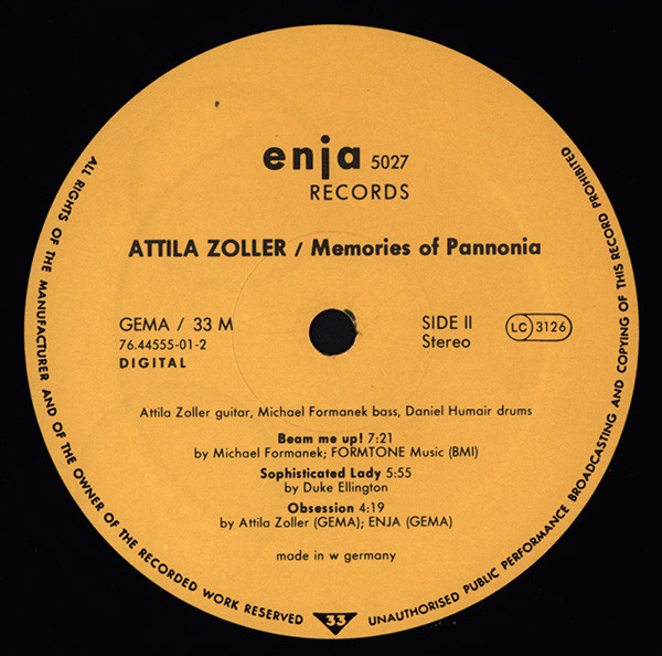 Attila Zoller - Memories Of Pannonia | ENJA Records (enja 5027) - 4