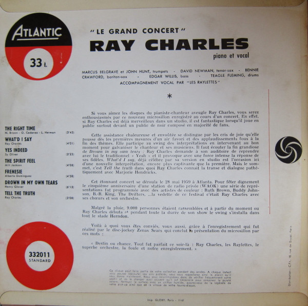 Ray Charles - Le Grand Concert De Ray Charles | Atlantic (332.011) - 2