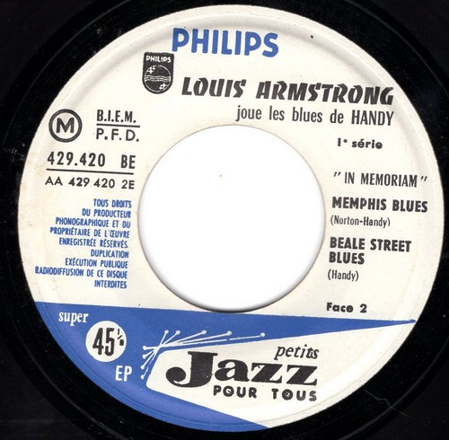 Louis Armstrong - Louis Armstrong Joue Les Blues De Handy "In Memoriam" | Philips (429.420 BE) - 4