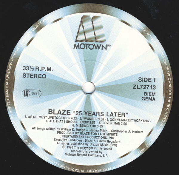 Blaze - 25 Years Later | Motown (ZL72713) - 3