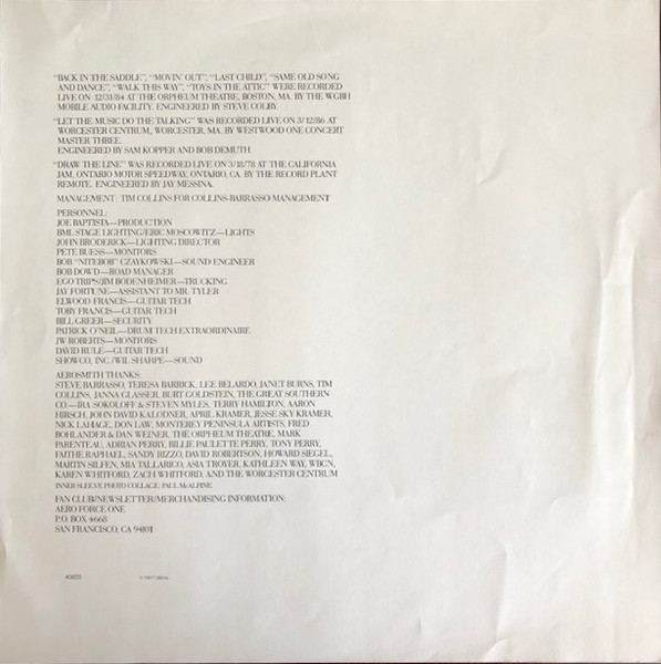 Aerosmith - Classics Live II [Vinyl] | CBS (FC 40855) - 4