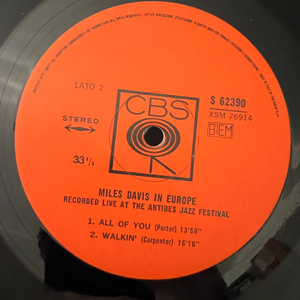 Miles Davis - Miles Davis In Europe | CBS (S 62.390) - 4