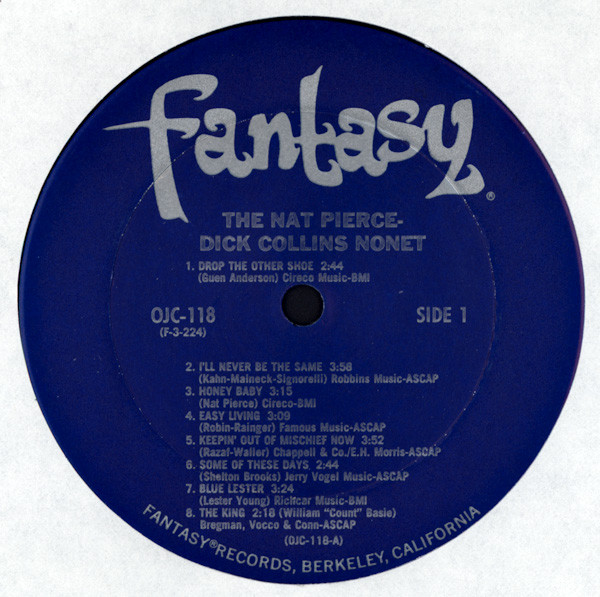 The Nat Pierce-Dick Collins Nonet / Charlie Mariano Sextet - The Nat Pierce-Dick Collins Nonet / The Charlie Mariano Sextet | Fantasy (F-3-224) - 3