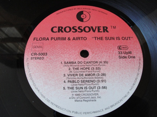 Flora Purim & Airto Moreira - The Sun Is Out | Crossover Records (CR-5003) - 3