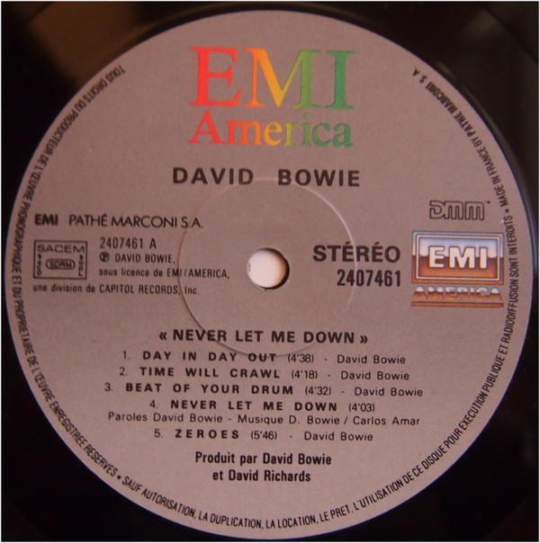 David Bowie - Never Let Me Down | EMI America (24 0746 1) - 3 David Bowie - Never Let Me Down | EMI America (24 0746 1) - 3