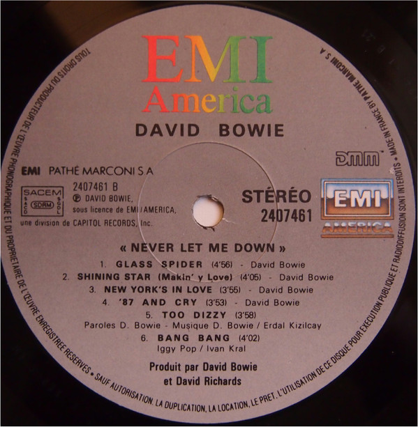 David Bowie - Never Let Me Down | EMI America (24 0746 1) - 4 David Bowie - Never Let Me Down | EMI America (24 0746 1) - 4