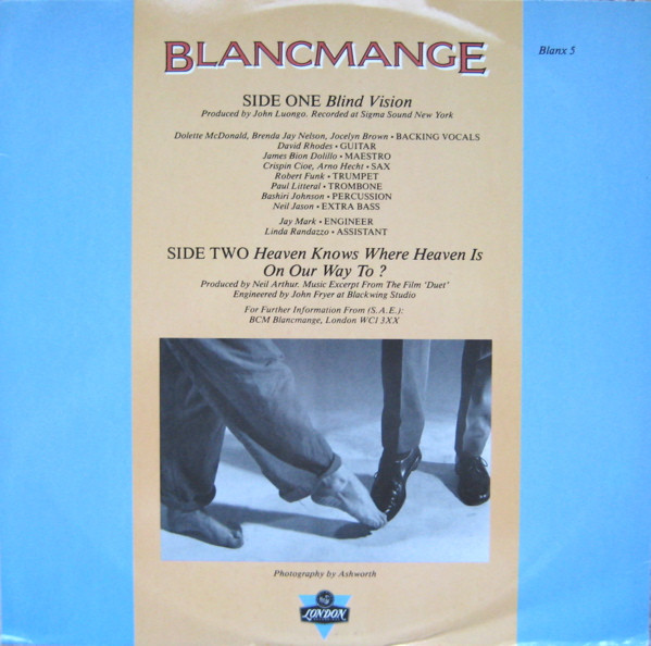 Blancmange - Blind Vision | London Records (BLANX 5) - 2