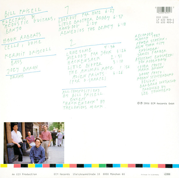 The Bill Frisell Band - Lookout For Hope | ECM Records (ECM 1350) - 2