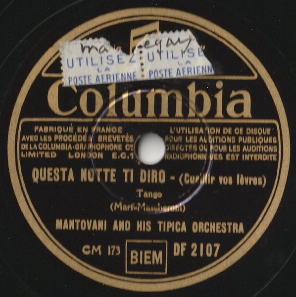 Mantovani And His Orchestra - Credimi / Questa Notte Ti Doro | Columbia (DF 2107) - 2